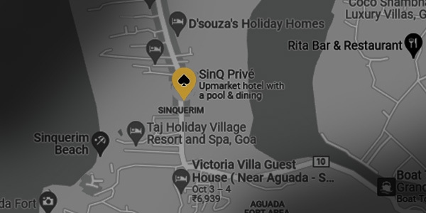 SinQ Prive, Opposite Taj Holiday Village, Aguada Road, Candolim, Goa 403515